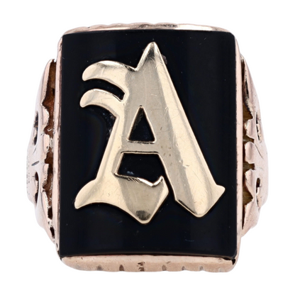 14K Yellow Gold Black Stone Fashion Ring