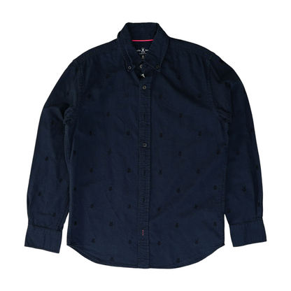 Natural Titanium Solid Long Sleeve Button Down