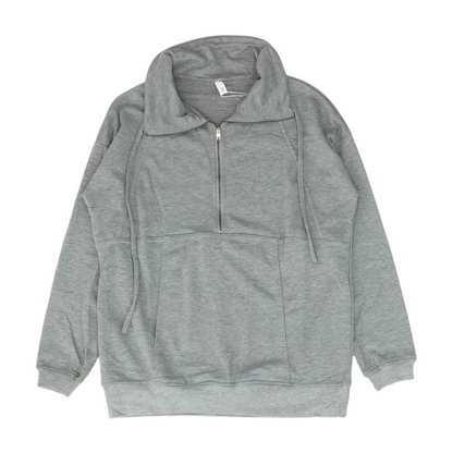 Gray Solid 1/4 Zip Pullover