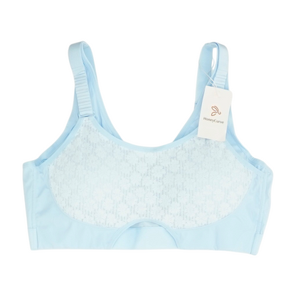 Blue Plus Size Floral Bra