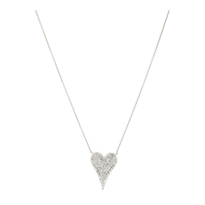14K White Gold Heart Diamond Pendant Necklace