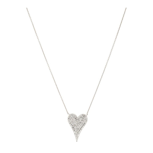14K White Gold Heart Diamond Pendant Necklace