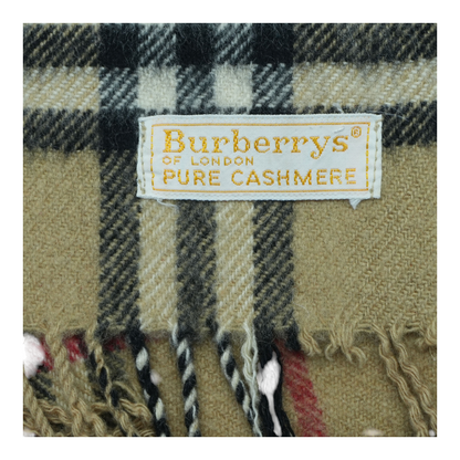 Vintage Tan Plaid 100% Cashmere Scarf