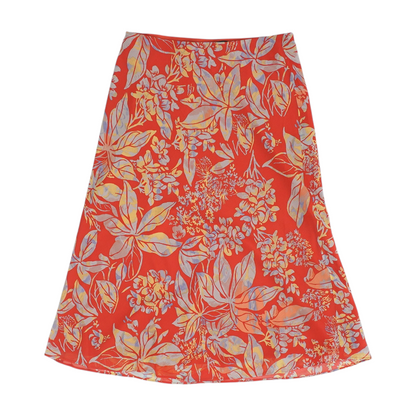 Red Floral Midi Skirt
