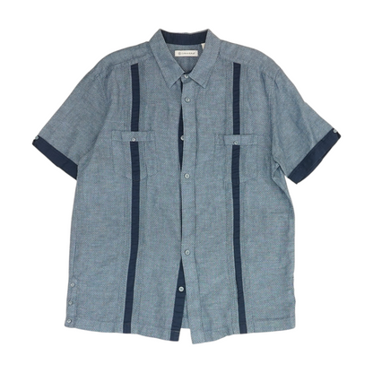 Blue Solid Short Sleeve Button Down