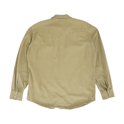 Khaki Solid Long Sleeve Button Down