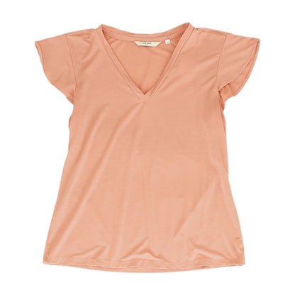 Mauve Solid V Neck T-Shirt