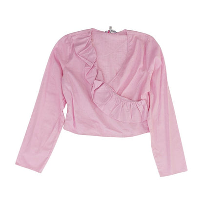 Pink Striped Long Sleeve Blouse
