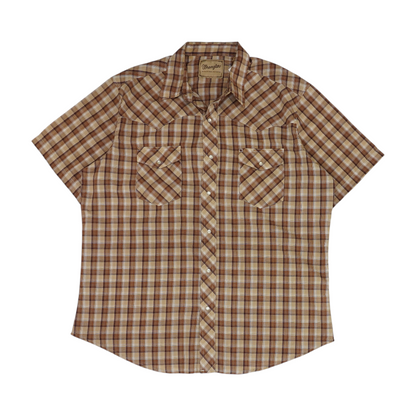 Brown Plaid Short Sleeve Button Down