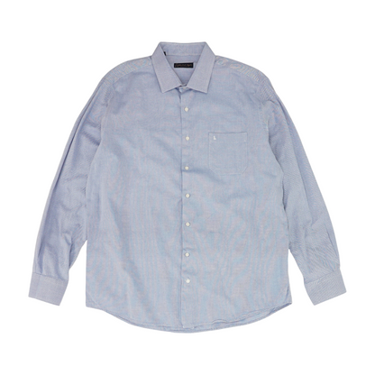 Blue Solid Long Sleeve Button Down