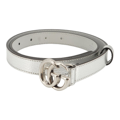 Silver GG Marmont Thin Leather Belt