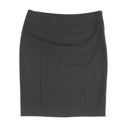 Gray Solid Midi Skirt