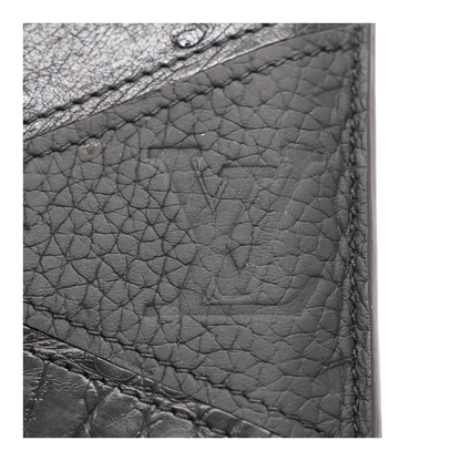 Black Pocket Organizer in Ostrich, Crocodile, & Monogram Empreinte Leather
