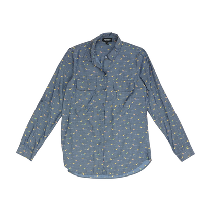 Navy Print Button Down