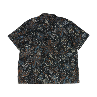 Black Floral Short Sleeve Button Down