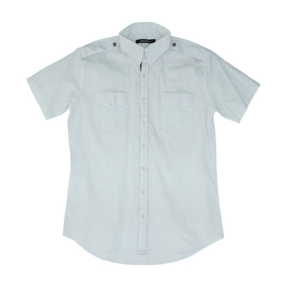 White Solid Short Sleeve Button Down