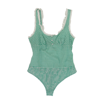 Green Check Bodysuit Blouse