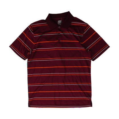Maroon Striped Short Sleeve Polo