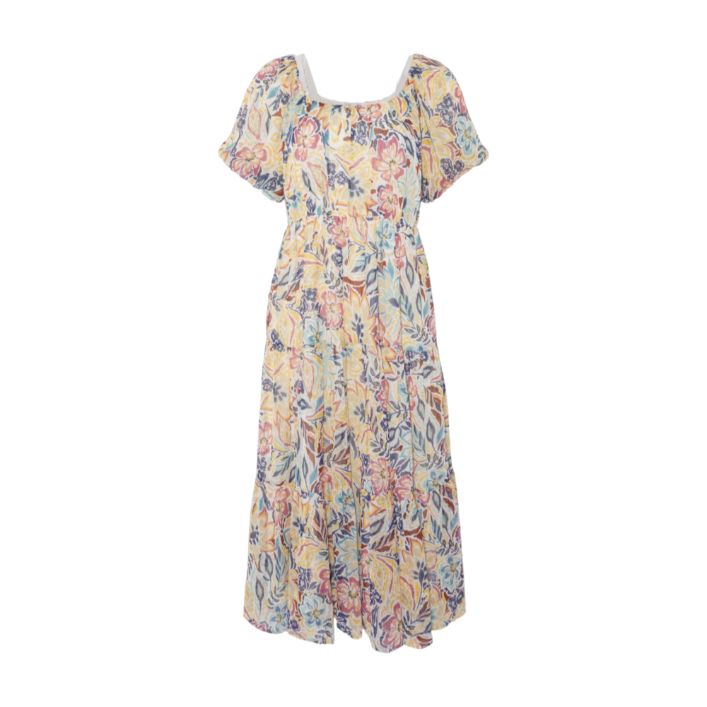 Cream Floral Midi Dress