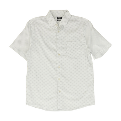 White Print Short Sleeve Button Down