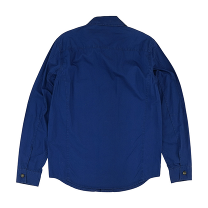 Blue Solid Long Sleeve Button Down