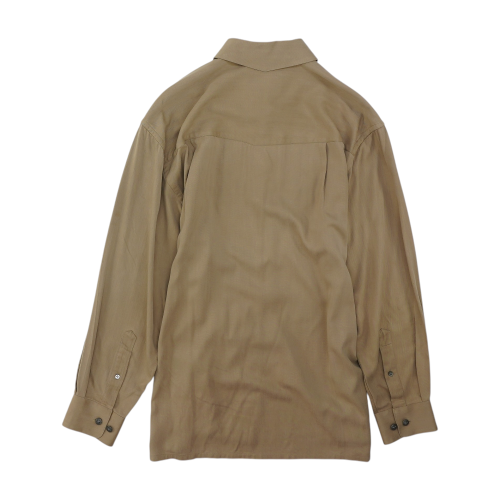 Brown Solid Long Sleeve Button Down