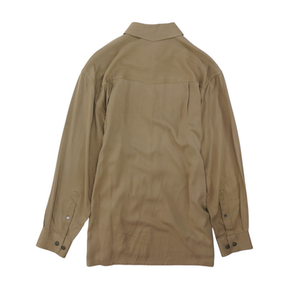 Brown Solid Long Sleeve Button Down