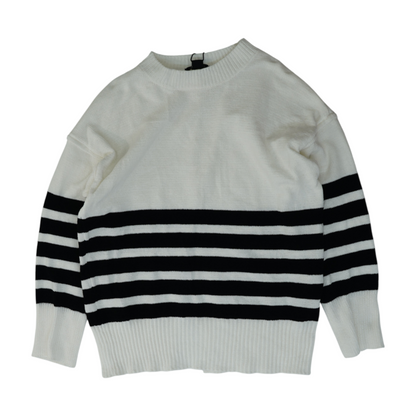 White Striped Pullover Sweater