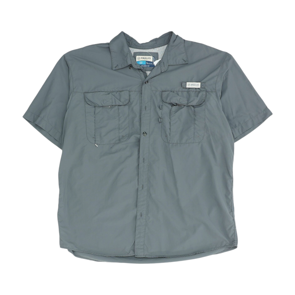 Gray Solid Outdoor Button Down