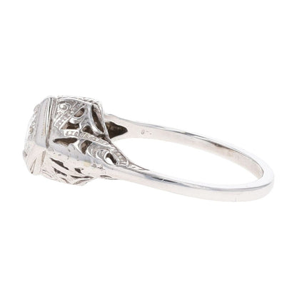 1/3 Ct 14K White Gold Round Diamond In Filigree Mounting Cocktail Ring