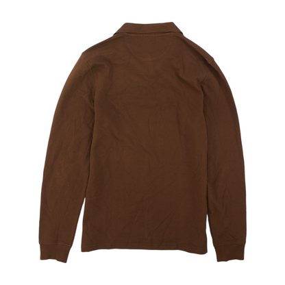 Brown Tall Solid Long Sleeve Polo