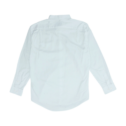 White Solid Long Sleeve Button Down