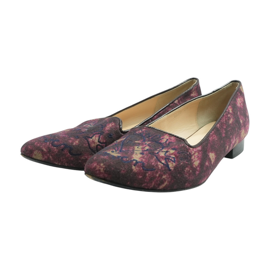 Purple Rond Point Loafers in Patterned Velvet