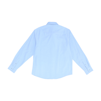 Blue Solid Long Sleeve Button Down