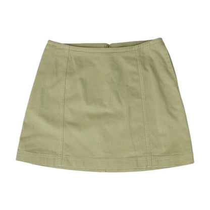 Green Solid Midi Skirt