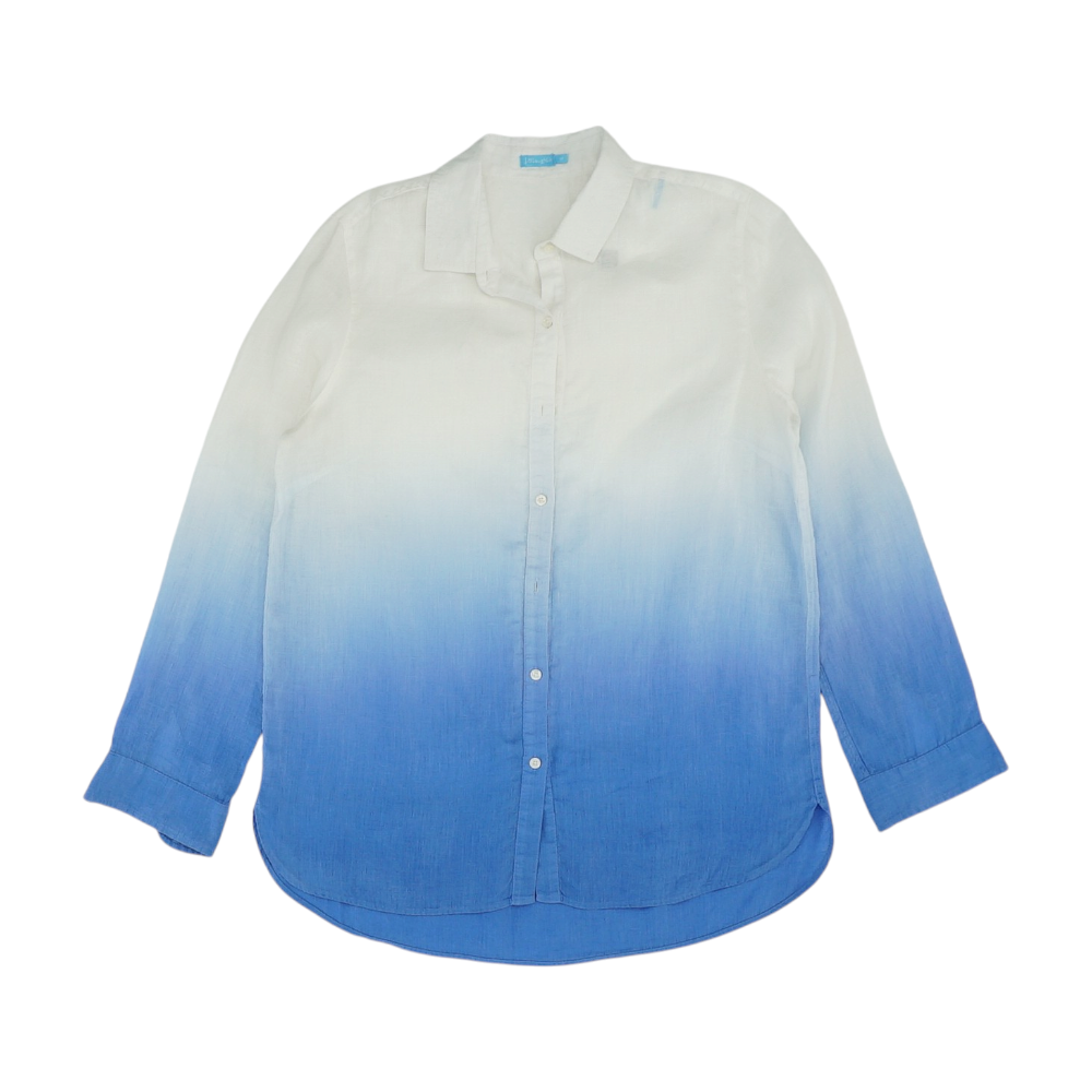 White Color Block Button Down
