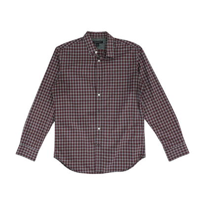 Maroon Check Long Sleeve Button Down