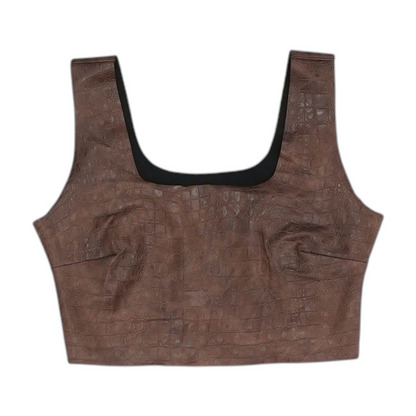 Brown Animal Print Cropped Blouse