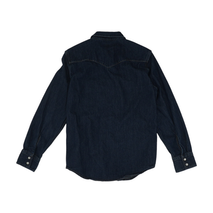 Blue Solid Long Sleeve Button Down