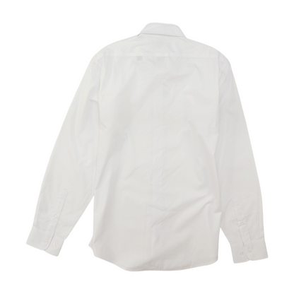 White Solid Long Sleeve Button Down