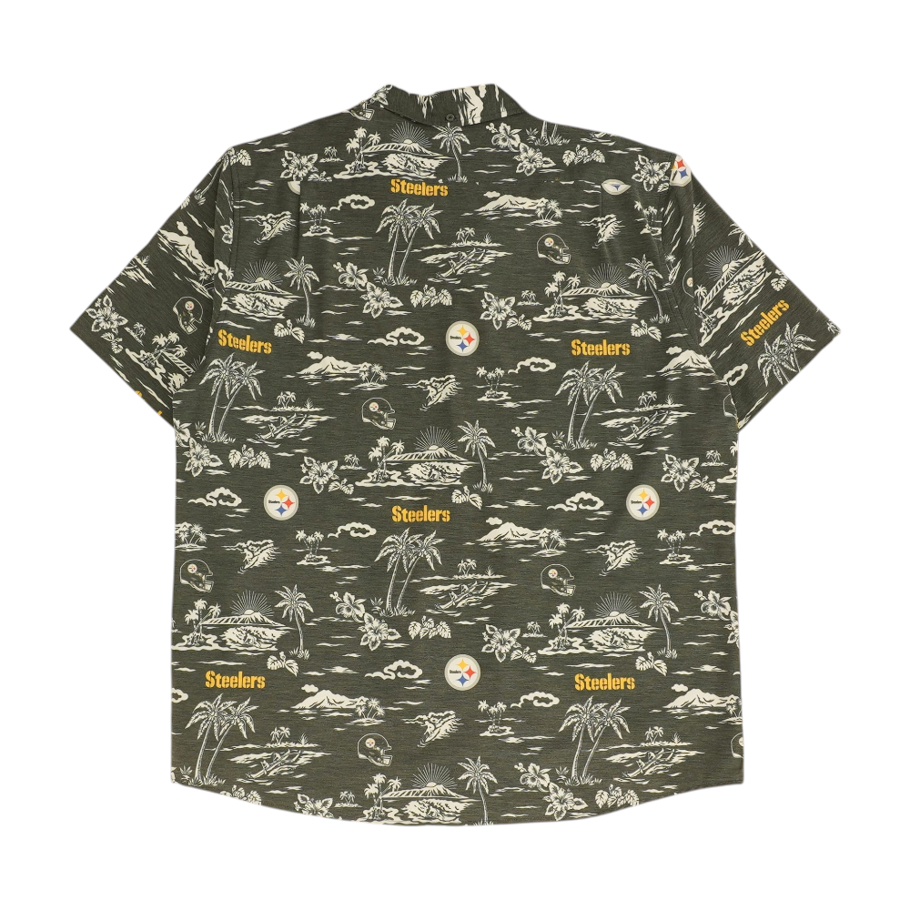 Gray Tropical Short Sleeve Button Down