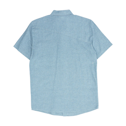 Gray Solid Short Sleeve Button Down