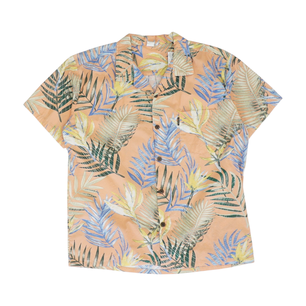 Orange Tropical Short Sleeve Button Down