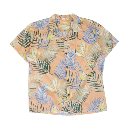 Orange Tropical Short Sleeve Button Down