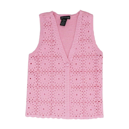 Pink Solid Cardigan Sweater