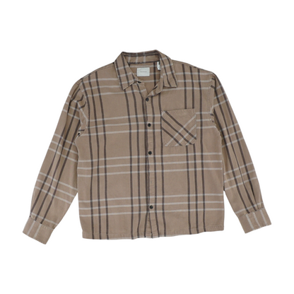 Brown Plaid Long Sleeve Button Down
