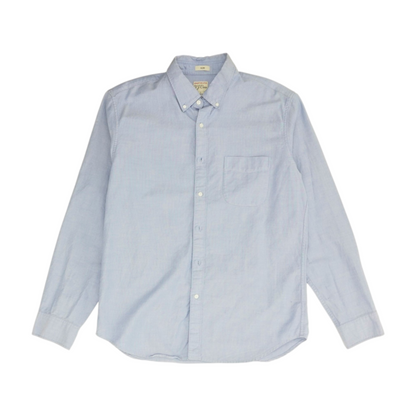 Blue Solid Long Sleeve Button Down