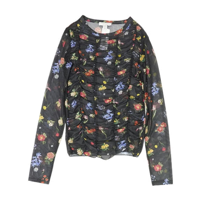 Black Floral Long Sleeve Blouse