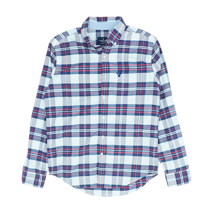 White Plaid Long Sleeve Button Down