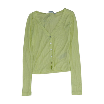 Neon Green V Neck Knit Top